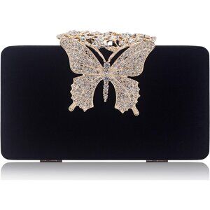 Rhinestone Clutch Bag with Crystal Butterfly Clasp Women Evening Handbag Formal